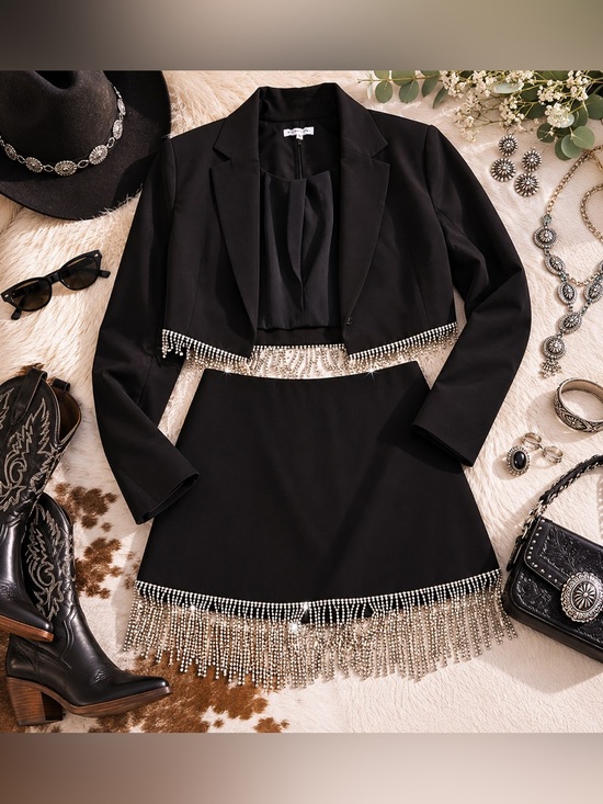 Gianni Bini Dresses & Skirts - Anya Fringe Jacket With Matching Dixie Fringe Skort Set